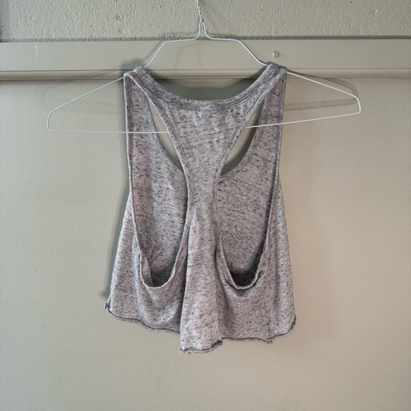 PINK Victoria's Secret Gray Racerback Crop Tank Top Heathered Grey - Picture 3 of 6